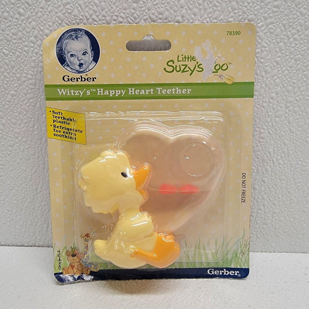 Vintage Gerber Little Suzy's Zoo Witzy's Happy Heart Teether Baby Toy - Rare